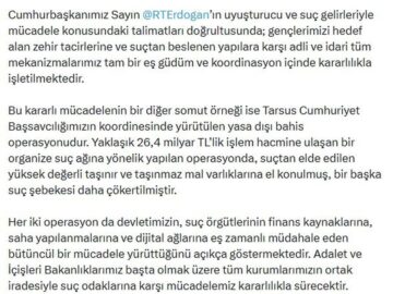 Adalet Bakanı Gürlek: Suç Örgütleriyle Mücadeleye Kesinlikle Devam Edeceğiz